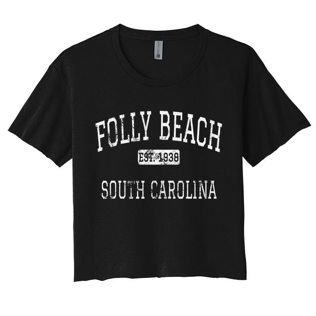 Folly Beach South Carolina Sc Vintage Crop Top