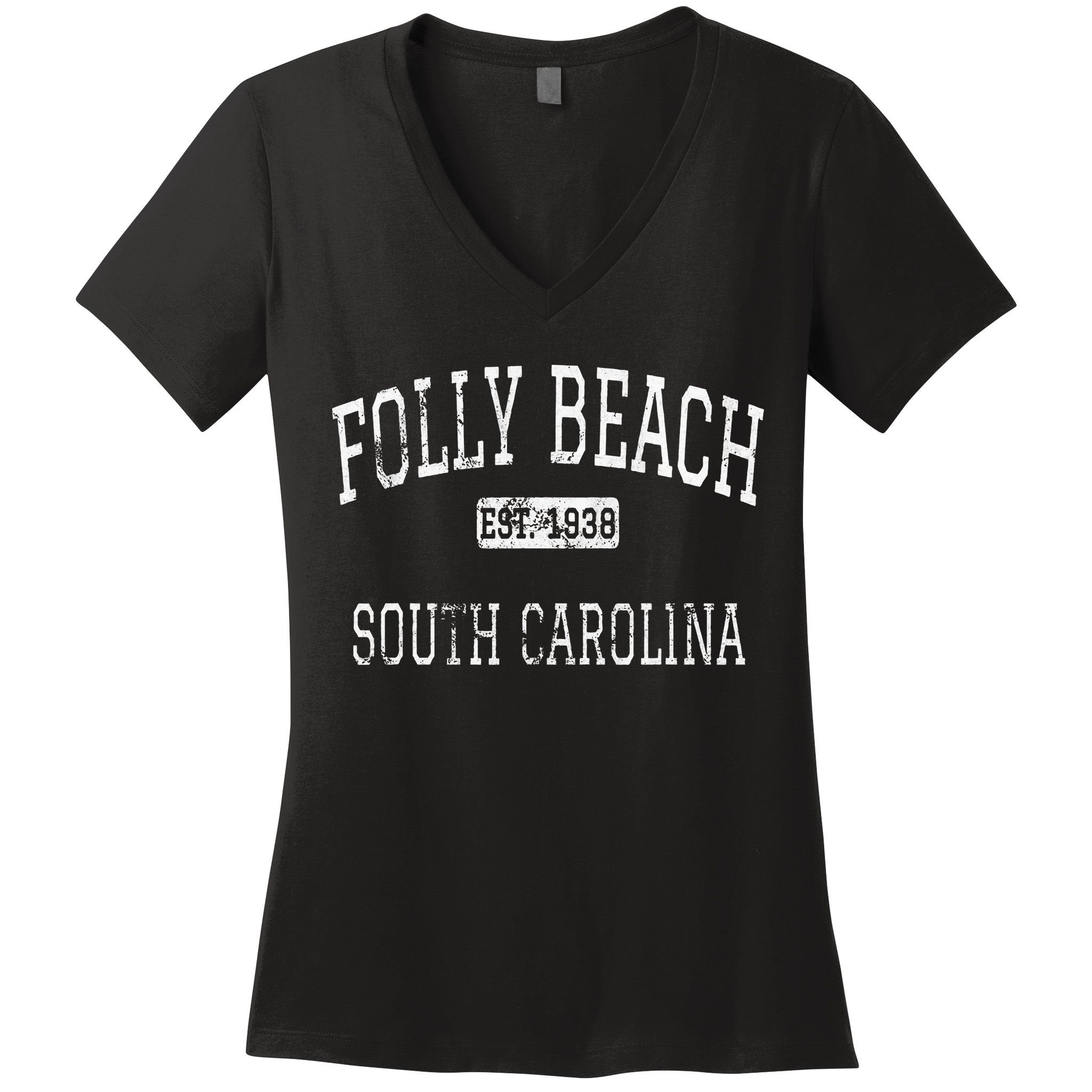 Folly Beach South Carolina Sc Vintage Women's V-Neck T-Shirt