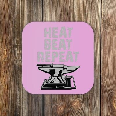 Funny Black Smithing Gift Heat Beat Repeat Coaster