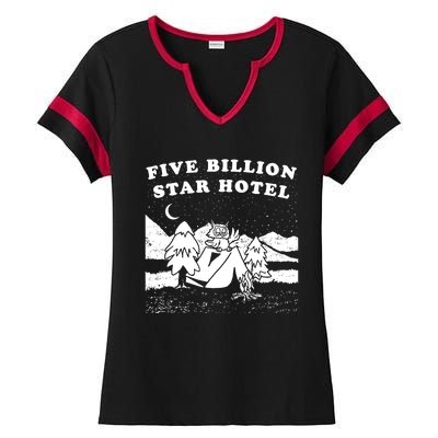 Five Billion Star Hotel Camping Ladies Halftime Notch Neck Tee