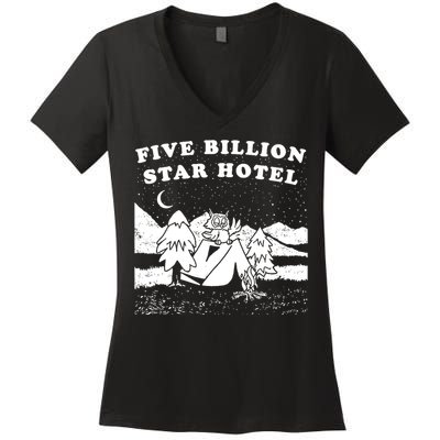 Five Billion Star Hotel Camping Women's V-Neck T-Shirt