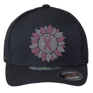 Funny Bling Sunflower Ribbon Breast Cancer Awareness Flexfit Unipanel Trucker Cap