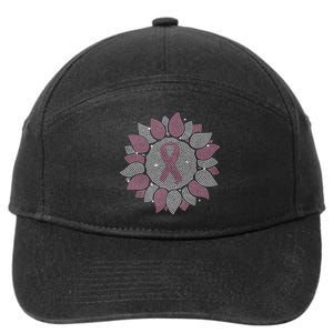 Funny Bling Sunflower Ribbon Breast Cancer Awareness 7-Panel Snapback Hat