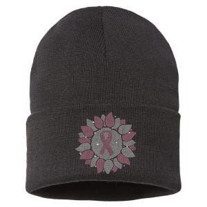 Funny Bling Sunflower Ribbon Breast Cancer Awareness Sustainable Knit Beanie