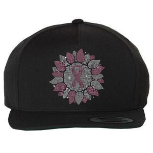 Funny Bling Sunflower Ribbon Breast Cancer Awareness Wool Snapback Cap