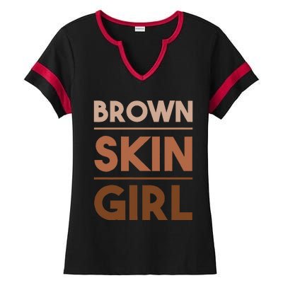 Funny Brown Skin Girl Gift Melanin Queen Juneteenth Ladies Halftime Notch Neck Tee