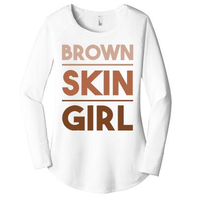 Funny Brown Skin Girl Gift Melanin Queen Juneteenth Women's Perfect Tri Tunic Long Sleeve Shirt