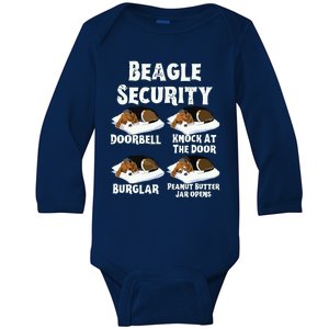 Funny Beagle Security Dog Lover Baby Long Sleeve Bodysuit