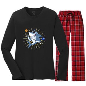 Funny Billiards Shark Billiards Dad Gift For Father’s Day Women's Long Sleeve Flannel Pajama Set 