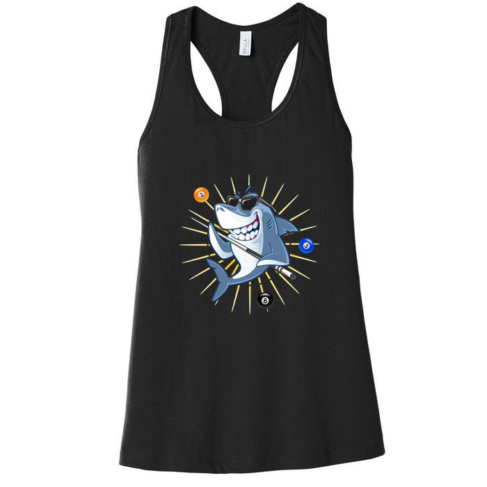 Funny Billiards Shark Billiards Dad Gift For Father’s Day Women's Racerback Tank