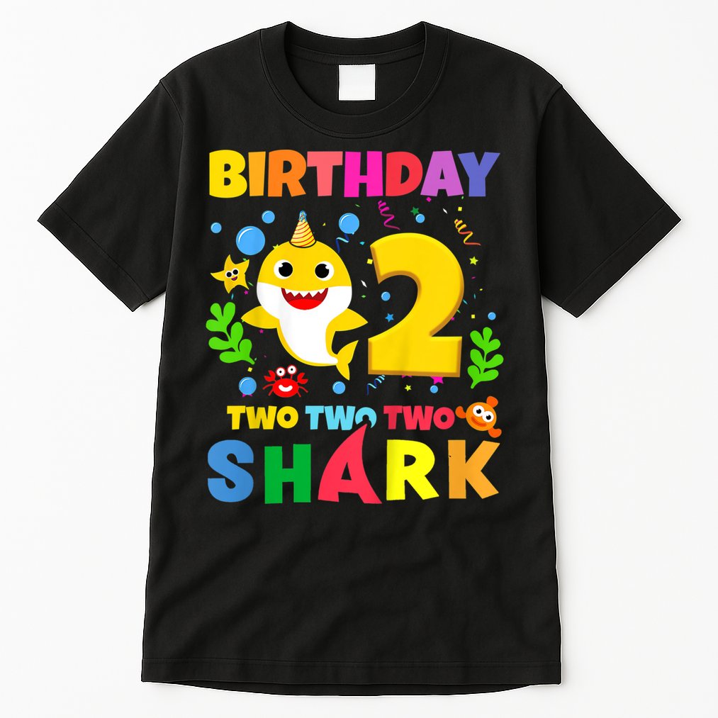 Funny Baby Shark 2nd Birthday Boy Girl Two 2 Year Old Gift 1 Tall T-Shirt