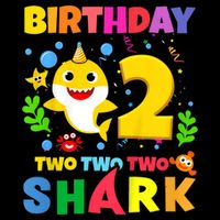 Funny Baby Shark 2nd Birthday Boy Girl Two 2 Year Old Gift 1 Flat Bill Trucker Hat