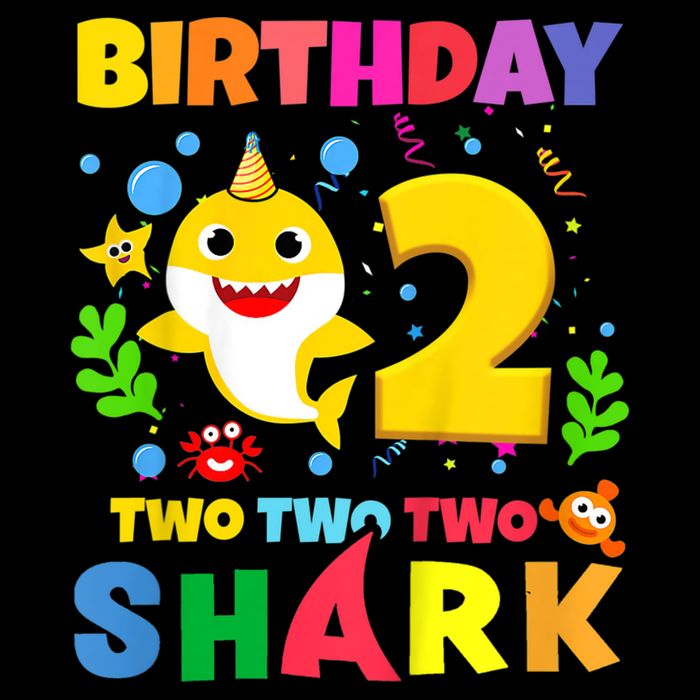 Funny Baby Shark 2nd Birthday Boy Girl Two 2 Year Old Gift 1 Flat Bill Trucker Hat