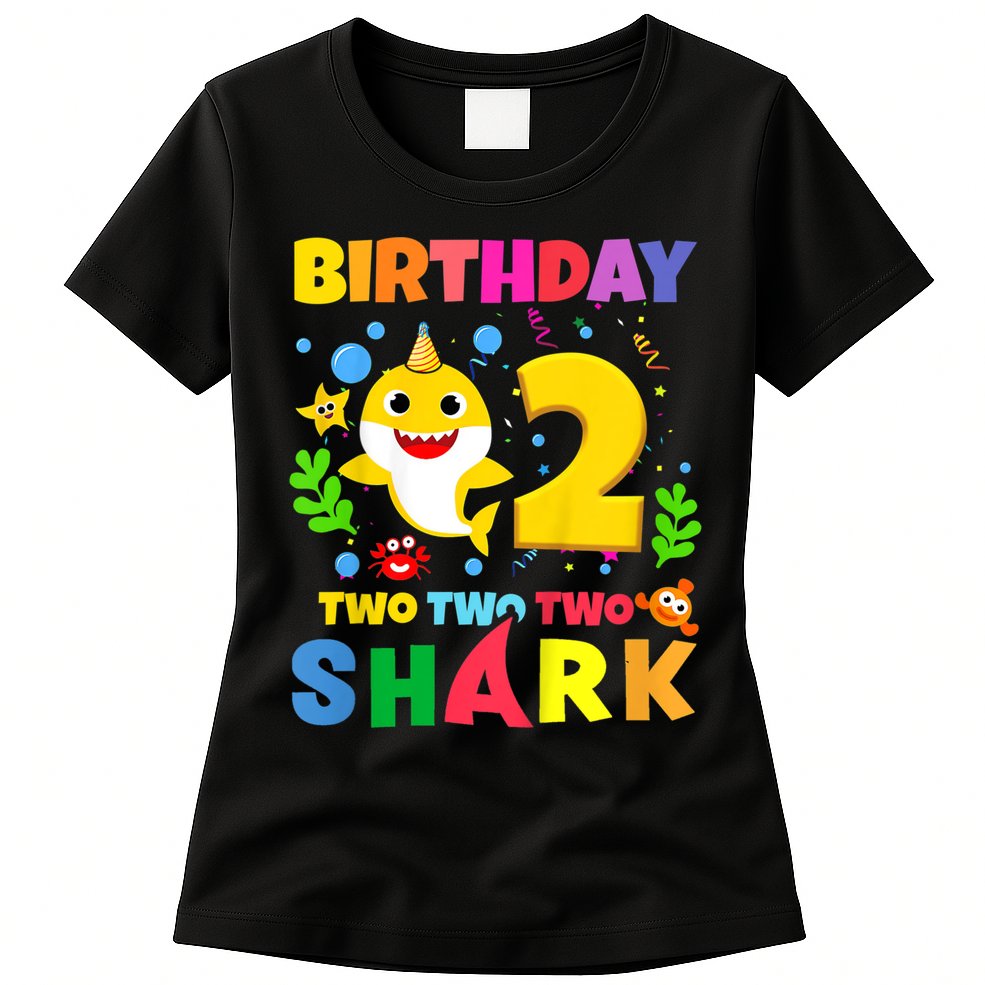Funny Baby Shark 2nd Birthday Boy Girl Two 2 Year Old Gift 1 Womens T-Shirt