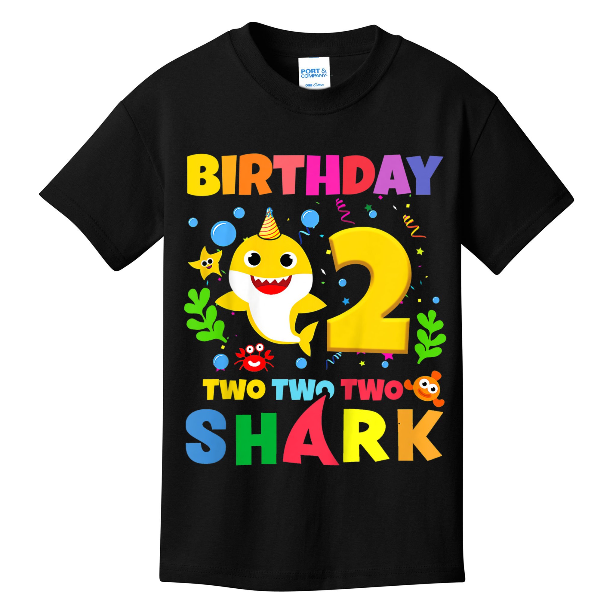 Funny Baby Shark 2nd Birthday Boy Girl Two 2 Year Old Gift 1 Kids T-Shirt