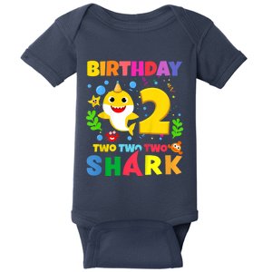 Funny Baby Shark 2nd Birthday Boy Girl Two 2 Year Old Gift 1 Baby Bodysuit