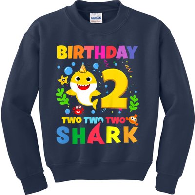 Funny Baby Shark 2nd Birthday Boy Girl Two 2 Year Old Gift 1 Kids Sweatshirt