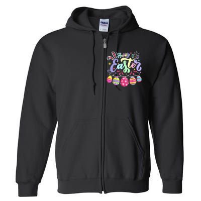 funnt Bunny Spring Easter Egg Hunt Easter Full Zip Hoodie