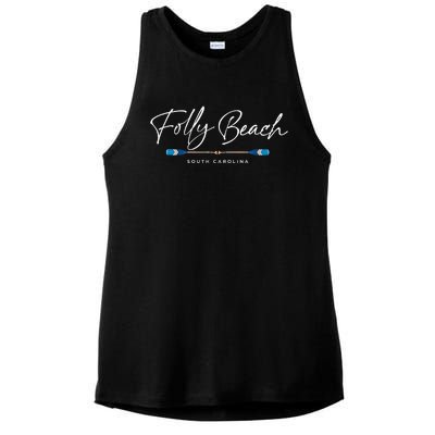 Folly Beach South Carolina Sc Oars Graphic Ladies PosiCharge Tri-Blend Wicking Tank