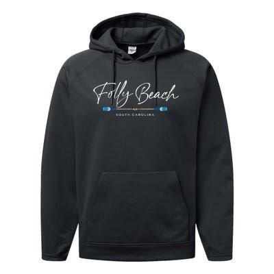 Folly Beach South Carolina Sc Oars Graphic Performance Fleece Hoodie