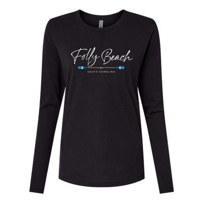 Folly Beach South Carolina Sc Oars Graphic Womens Cotton Relaxed Long Sleeve T-Shirt