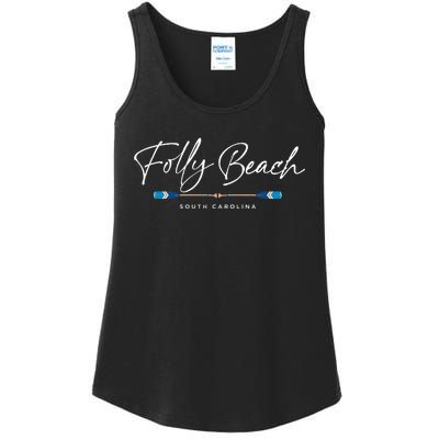 Folly Beach South Carolina Sc Oars Graphic Ladies Essential Tank