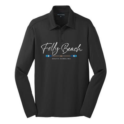 Folly Beach South Carolina Sc Oars Graphic Silk Touch Performance Long Sleeve Polo