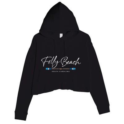 Folly Beach South Carolina Sc Oars Graphic Crop Fleece Hoodie