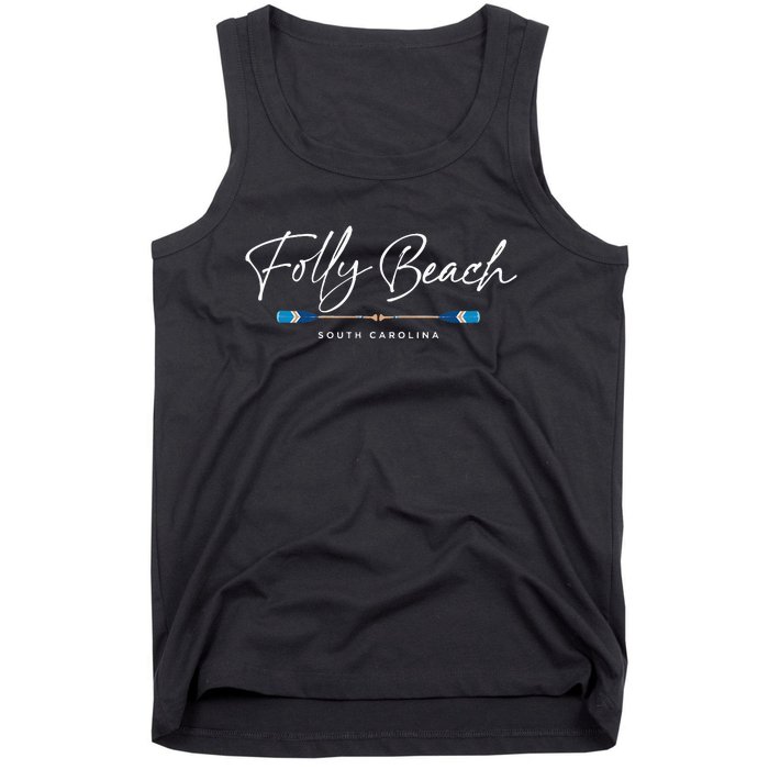 Folly Beach South Carolina Sc Oars Graphic Tank Top