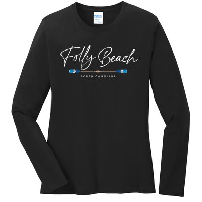 Folly Beach South Carolina Sc Oars Graphic Ladies Long Sleeve Shirt