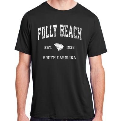 Folly Beach South Carolina Sc Vintage Athletic Sports Design Adult ChromaSoft Performance T-Shirt