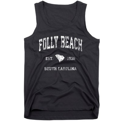 Folly Beach South Carolina Sc Vintage Athletic Sports Design Tank Top