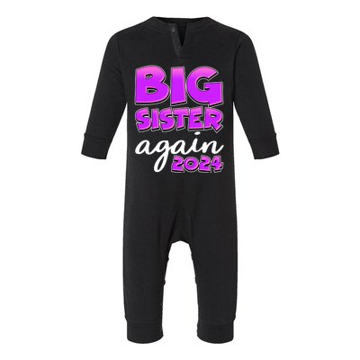 Funny Big Sister Again 2024 New Baby Sibling Infant Fleece One Piece