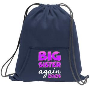 Funny Big Sister Again 2024 New Baby Sibling Sweatshirt Cinch Pack Bag