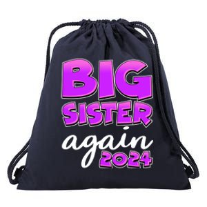 Funny Big Sister Again 2024 New Baby Sibling Drawstring Bag