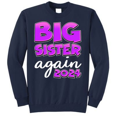 Funny Big Sister Again 2024 New Baby Sibling Tall Sweatshirt