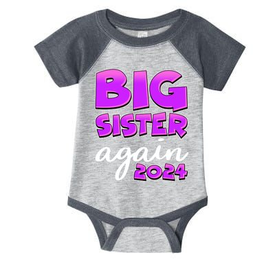 Funny Big Sister Again 2024 New Baby Sibling Infant Baby Jersey Bodysuit