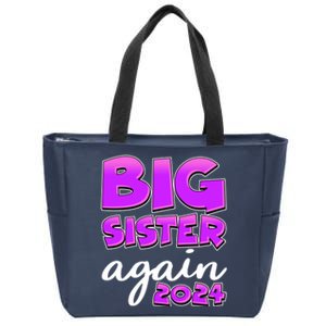 Funny Big Sister Again 2024 New Baby Sibling Zip Tote Bag