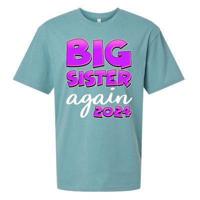 Funny Big Sister Again 2024 New Baby Sibling Sueded Cloud Jersey T-Shirt