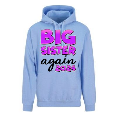 Funny Big Sister Again 2024 New Baby Sibling Unisex Surf Hoodie