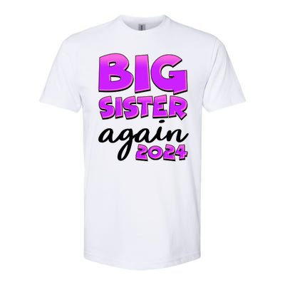 Funny Big Sister Again 2024 New Baby Sibling Softstyle CVC T-Shirt