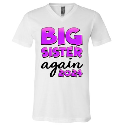 Funny Big Sister Again 2024 New Baby Sibling V-Neck T-Shirt