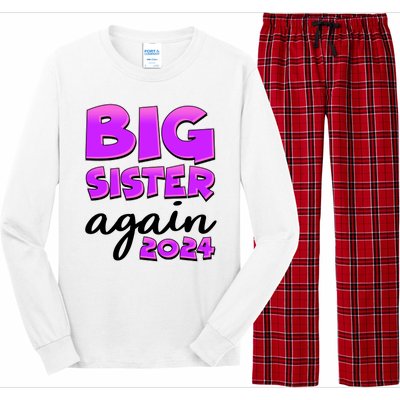 Funny Big Sister Again 2024 New Baby Sibling Long Sleeve Pajama Set