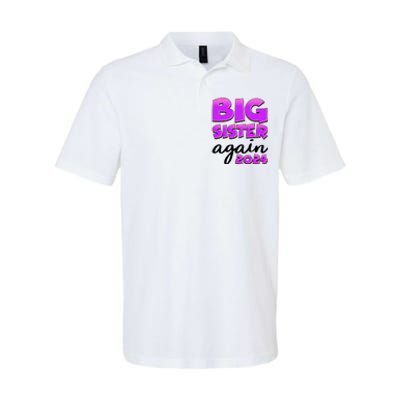 Funny Big Sister Again 2024 New Baby Sibling Softstyle Adult Sport Polo