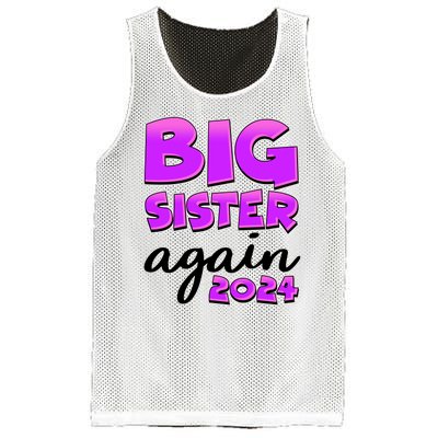 Funny Big Sister Again 2024 New Baby Sibling Mesh Reversible Basketball Jersey Tank