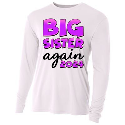 Funny Big Sister Again 2024 New Baby Sibling Cooling Performance Long Sleeve Crew