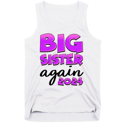 Funny Big Sister Again 2024 New Baby Sibling Tank Top