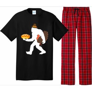 funny bigfoot sasquatch pilgrim pie turkey Thanksgiving Pajama Set