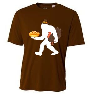 funny bigfoot sasquatch pilgrim pie turkey Thanksgiving Cooling Performance Crew T-Shirt