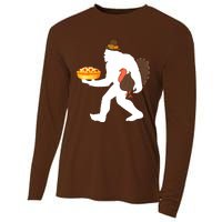 funny bigfoot sasquatch pilgrim pie turkey Thanksgiving Cooling Performance Long Sleeve Crew